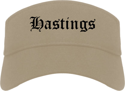 Hastings Michigan MI Old English Mens Visor Cap Hat Khaki