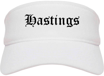 Hastings Michigan MI Old English Mens Visor Cap Hat White
