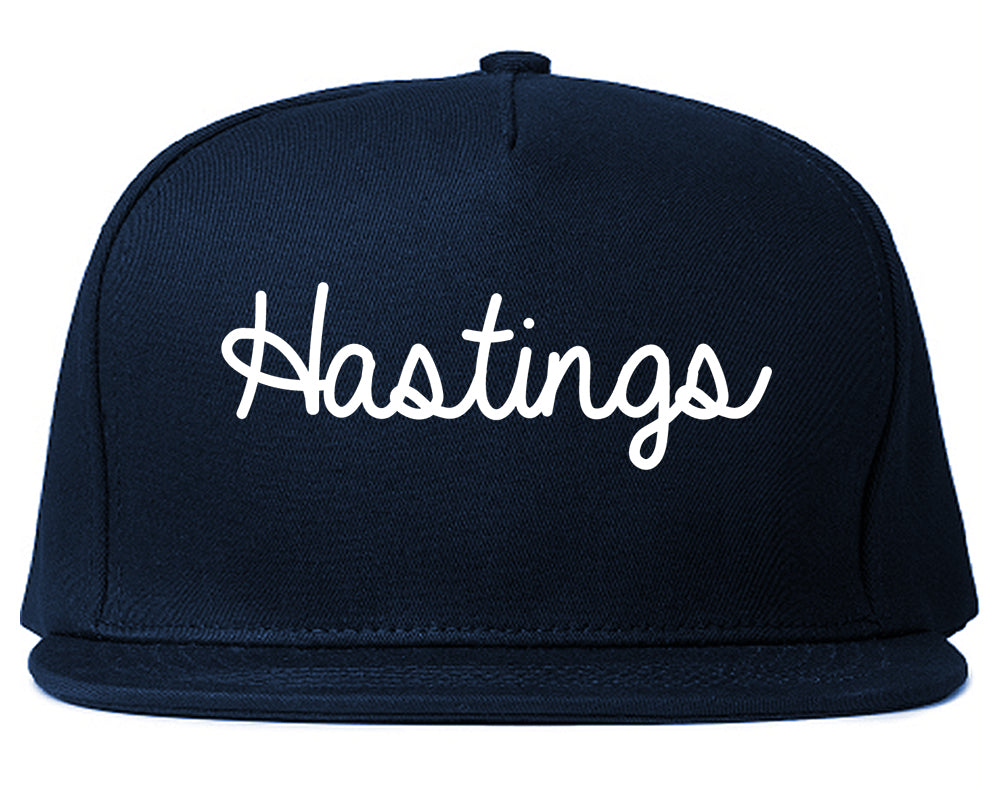 Hastings Minnesota MN Script Mens Snapback Hat Navy Blue