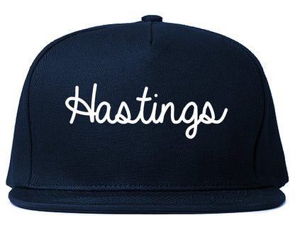 Hastings Minnesota MN Script Mens Snapback Hat Navy Blue