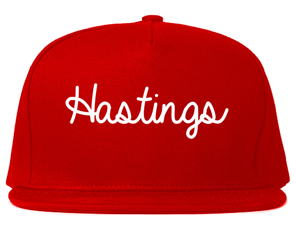 Hastings Minnesota MN Script Mens Snapback Hat Red