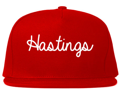 Hastings Minnesota MN Script Mens Snapback Hat Red