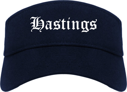 Hastings Minnesota MN Old English Mens Visor Cap Hat Navy Blue