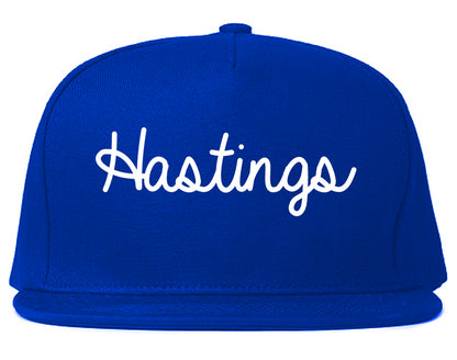 Hastings Nebraska NE Script Mens Snapback Hat Royal Blue