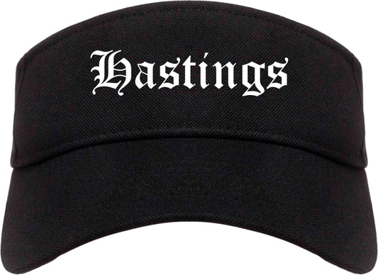 Hastings Nebraska NE Old English Mens Visor Cap Hat Black