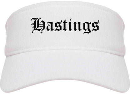 Hastings Nebraska NE Old English Mens Visor Cap Hat White