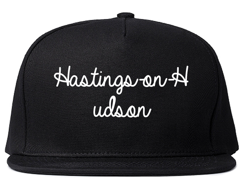 Hastings on Hudson New York NY Script Mens Snapback Hat Black