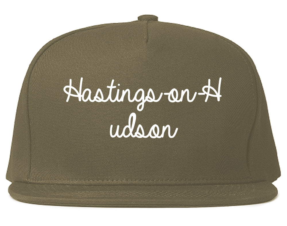 Hastings on Hudson New York NY Script Mens Snapback Hat Grey