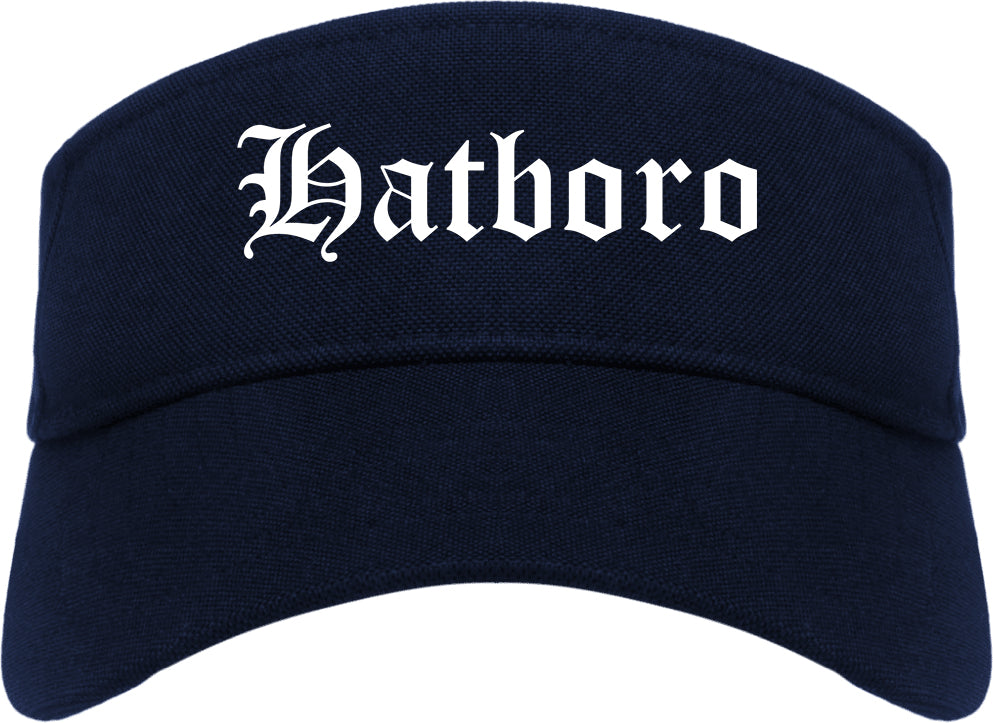 Hatboro Pennsylvania PA Old English Mens Visor Cap Hat Navy Blue