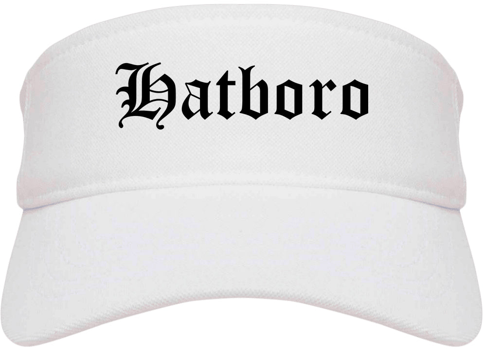 Hatboro Pennsylvania PA Old English Mens Visor Cap Hat White