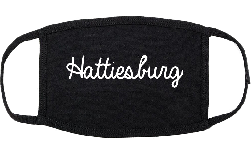 Hattiesburg Mississippi MS Script Cotton Face Mask Black