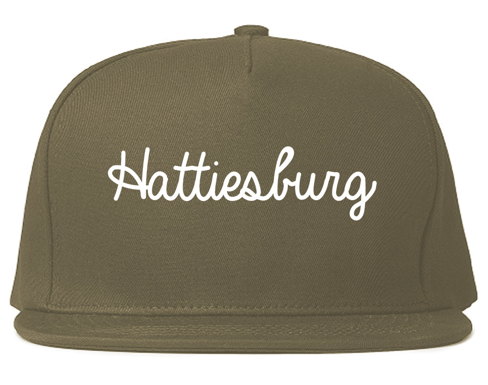 Hattiesburg Mississippi MS Script Mens Snapback Hat Grey