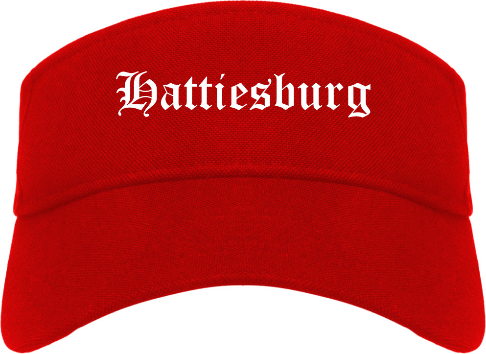 Hattiesburg Mississippi MS Old English Mens Visor Cap Hat Red