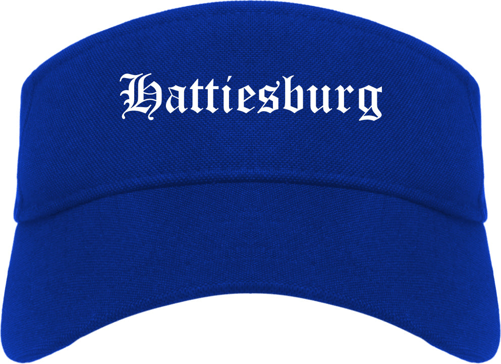 Hattiesburg Mississippi MS Old English Mens Visor Cap Hat Royal Blue