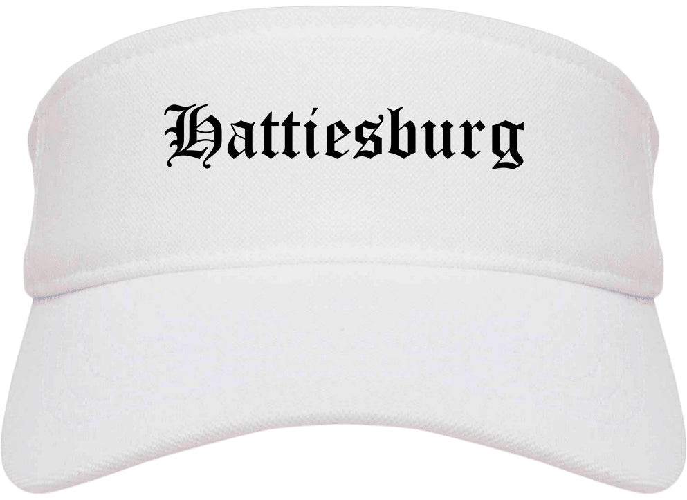 Hattiesburg Mississippi MS Old English Mens Visor Cap Hat White