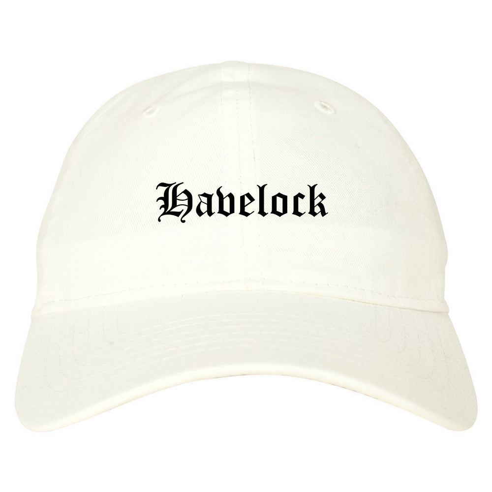 Havelock North Carolina NC Old English Mens Dad Hat Baseball Cap White