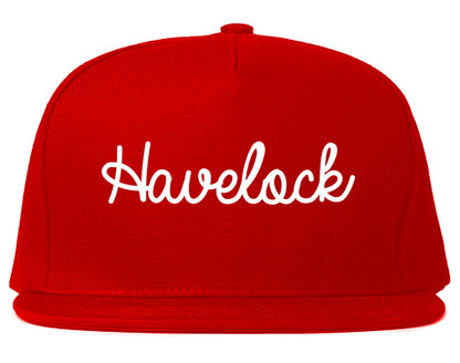 Havelock North Carolina NC Script Mens Snapback Hat Red