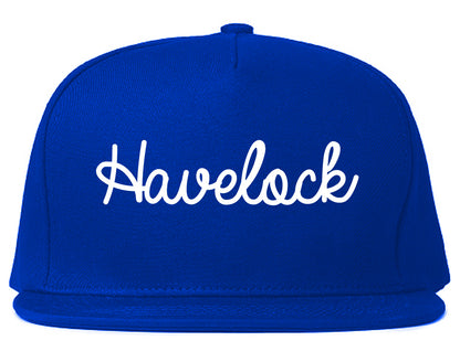 Havelock North Carolina NC Script Mens Snapback Hat Royal Blue