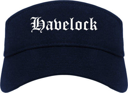 Havelock North Carolina NC Old English Mens Visor Cap Hat Navy Blue
