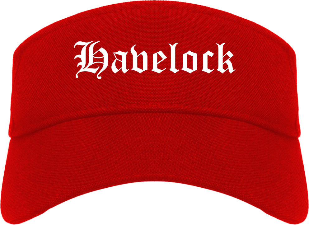 Havelock North Carolina NC Old English Mens Visor Cap Hat Red