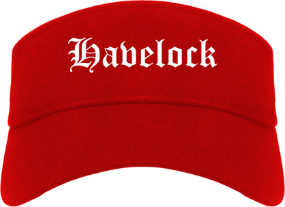 Havelock North Carolina NC Old English Mens Visor Cap Hat Red