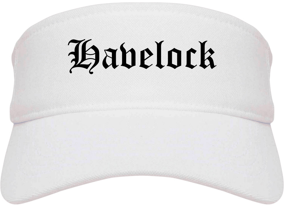 Havelock North Carolina NC Old English Mens Visor Cap Hat White
