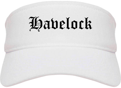 Havelock North Carolina NC Old English Mens Visor Cap Hat White