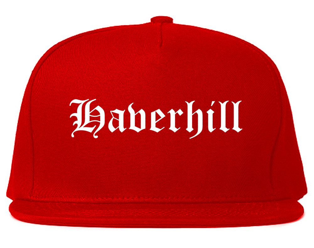 Haverhill Massachusetts MA Old English Mens Snapback Hat Red