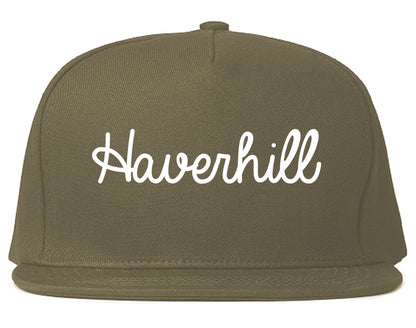 Haverhill Massachusetts MA Script Mens Snapback Hat Grey
