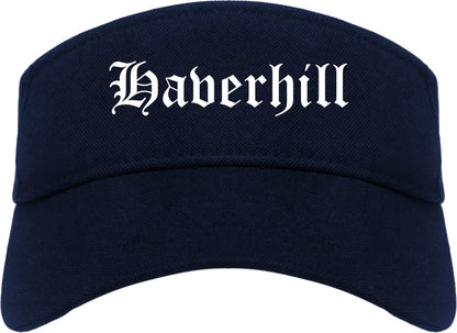 Haverhill Massachusetts MA Old English Mens Visor Cap Hat Navy Blue