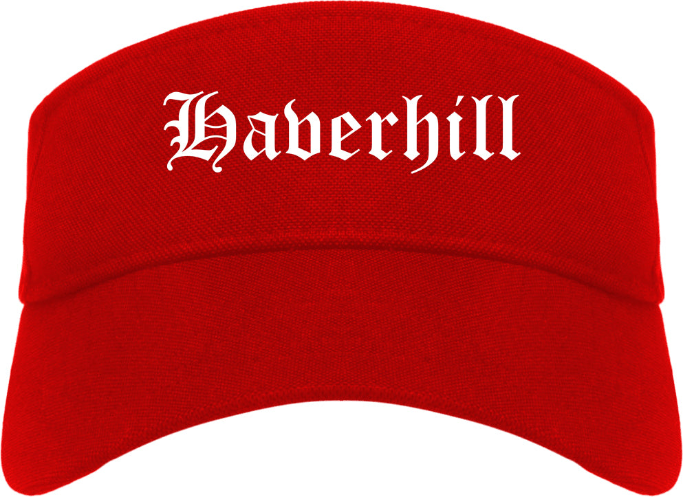 Haverhill Massachusetts MA Old English Mens Visor Cap Hat Red