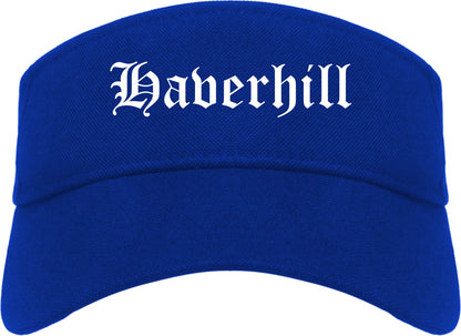 Haverhill Massachusetts MA Old English Mens Visor Cap Hat Royal Blue