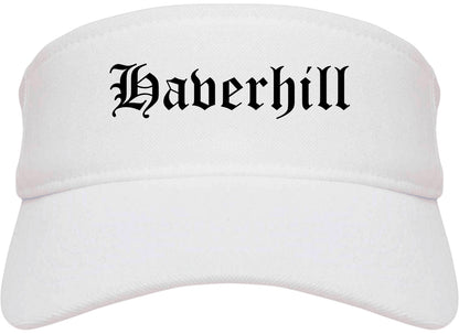 Haverhill Massachusetts MA Old English Mens Visor Cap Hat White