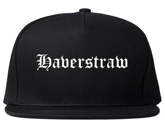 Haverstraw New York NY Old English Mens Snapback Hat Black