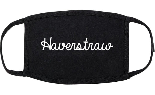 Haverstraw New York NY Script Cotton Face Mask Black