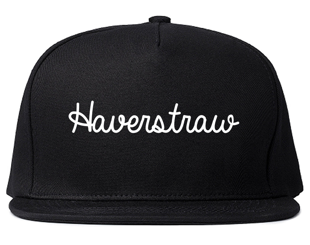 Haverstraw New York NY Script Mens Snapback Hat Black