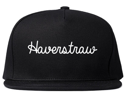Haverstraw New York NY Script Mens Snapback Hat Black
