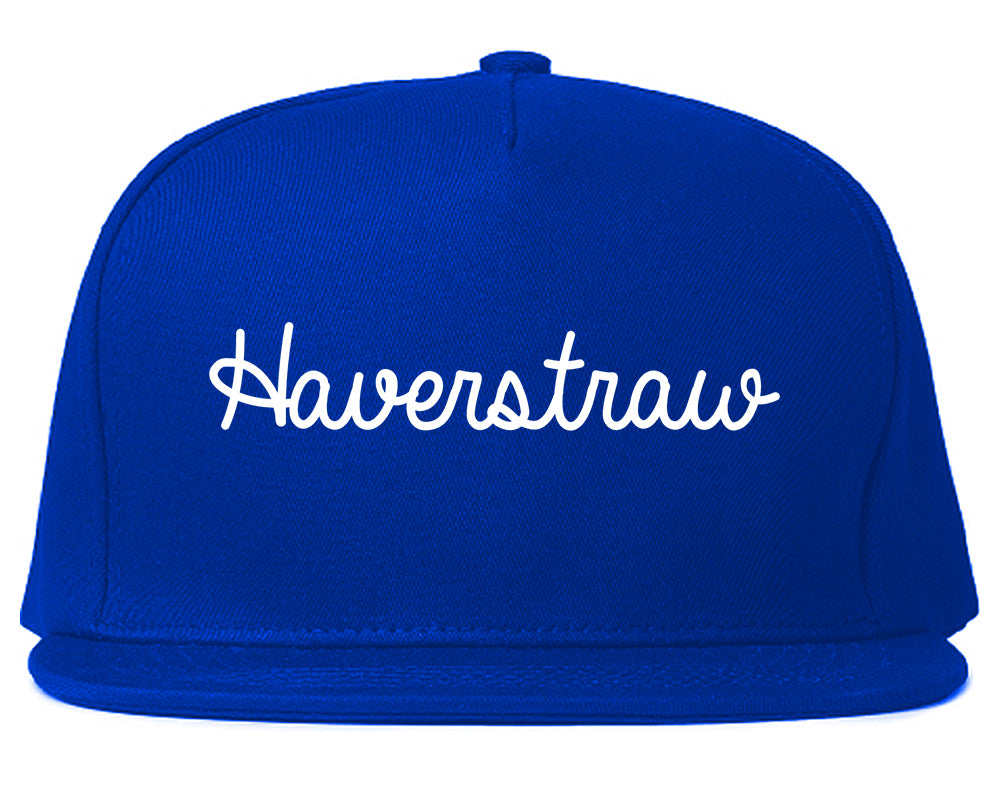 Haverstraw New York NY Script Mens Snapback Hat Royal Blue