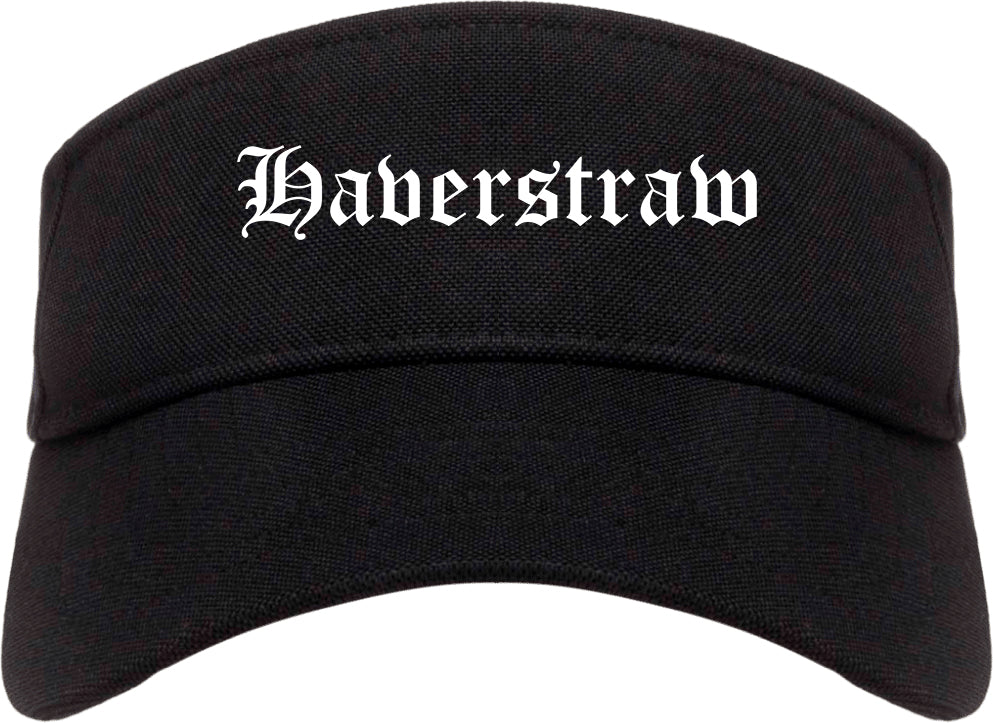 Haverstraw New York NY Old English Mens Visor Cap Hat Black