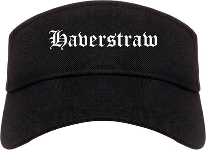 Haverstraw New York NY Old English Mens Visor Cap Hat Black