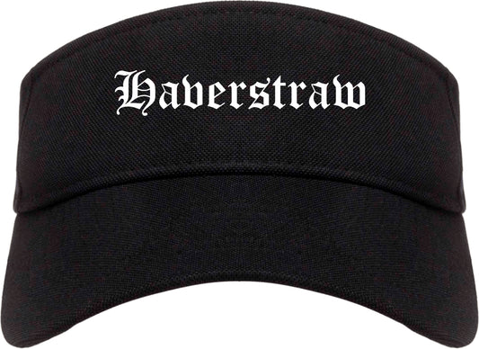 Haverstraw New York NY Old English Mens Visor Cap Hat Black