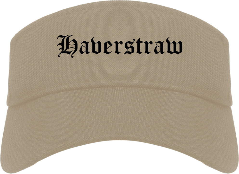 Haverstraw New York NY Old English Mens Visor Cap Hat Khaki