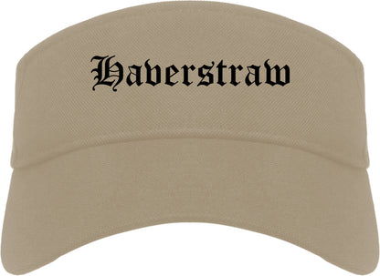 Haverstraw New York NY Old English Mens Visor Cap Hat Khaki
