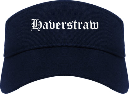 Haverstraw New York NY Old English Mens Visor Cap Hat Navy Blue