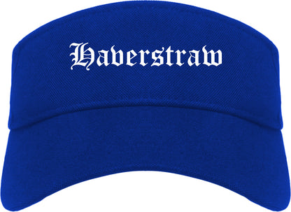Haverstraw New York NY Old English Mens Visor Cap Hat Royal Blue