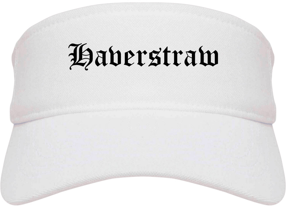 Haverstraw New York NY Old English Mens Visor Cap Hat White