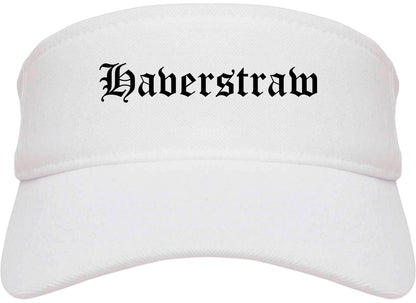 Haverstraw New York NY Old English Mens Visor Cap Hat White