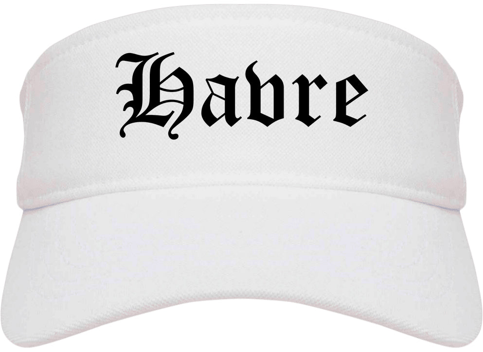 Havre Montana MT Old English Mens Visor Cap Hat White