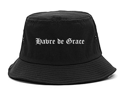 Havre de Grace Maryland MD Old English Mens Bucket Hat Black