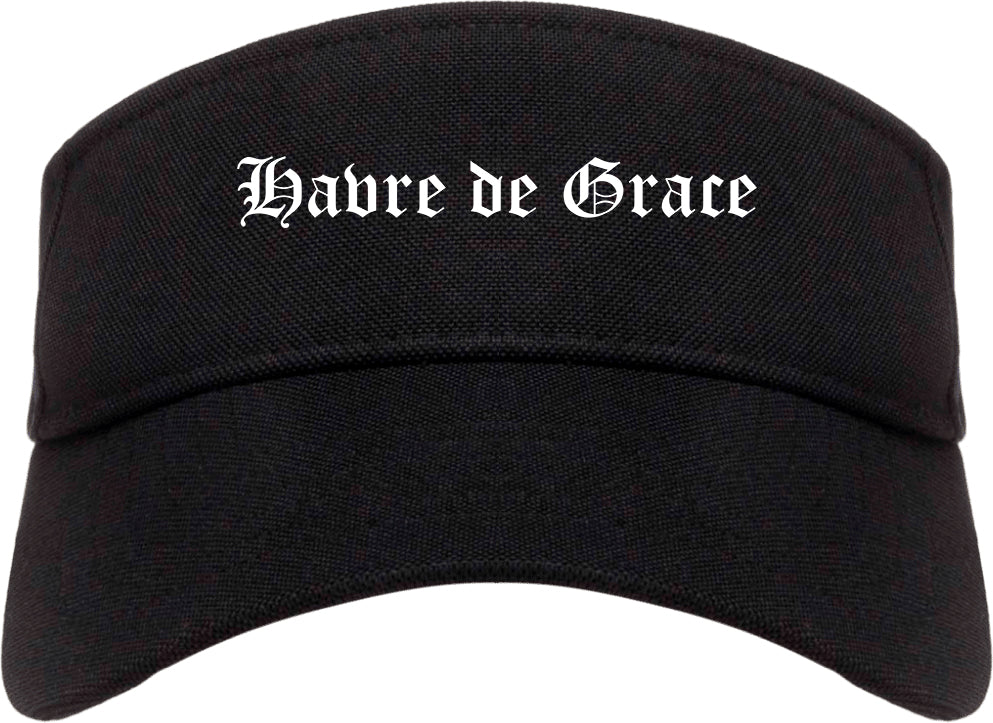 Havre de Grace Maryland MD Old English Mens Visor Cap Hat Black